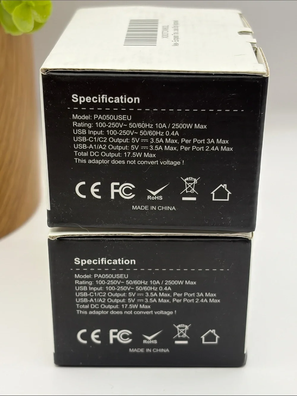 2-Pack Lencent Foldable Dual USB European Travel Plug Wall Power Adapter~White